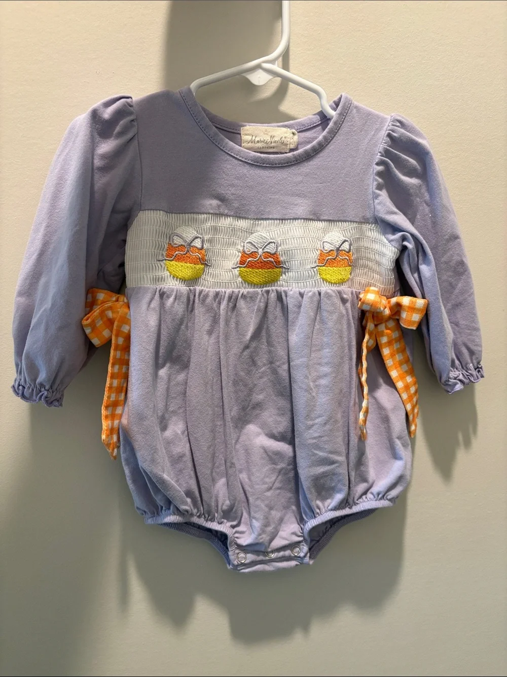 Girls Halloween/Fall One-Piece Bubble with Orange Gingham Bows